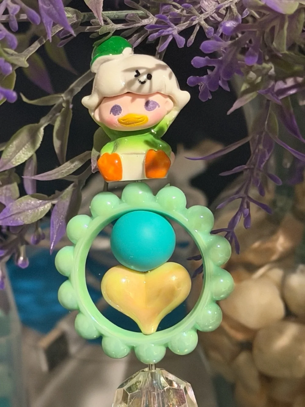 Cute Green Character Teether with Heart Rattle
